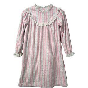 Lanz of Salzburg Flannel Nightie 6 6X Girl Night Gown Pajama Lace Pink Christmas